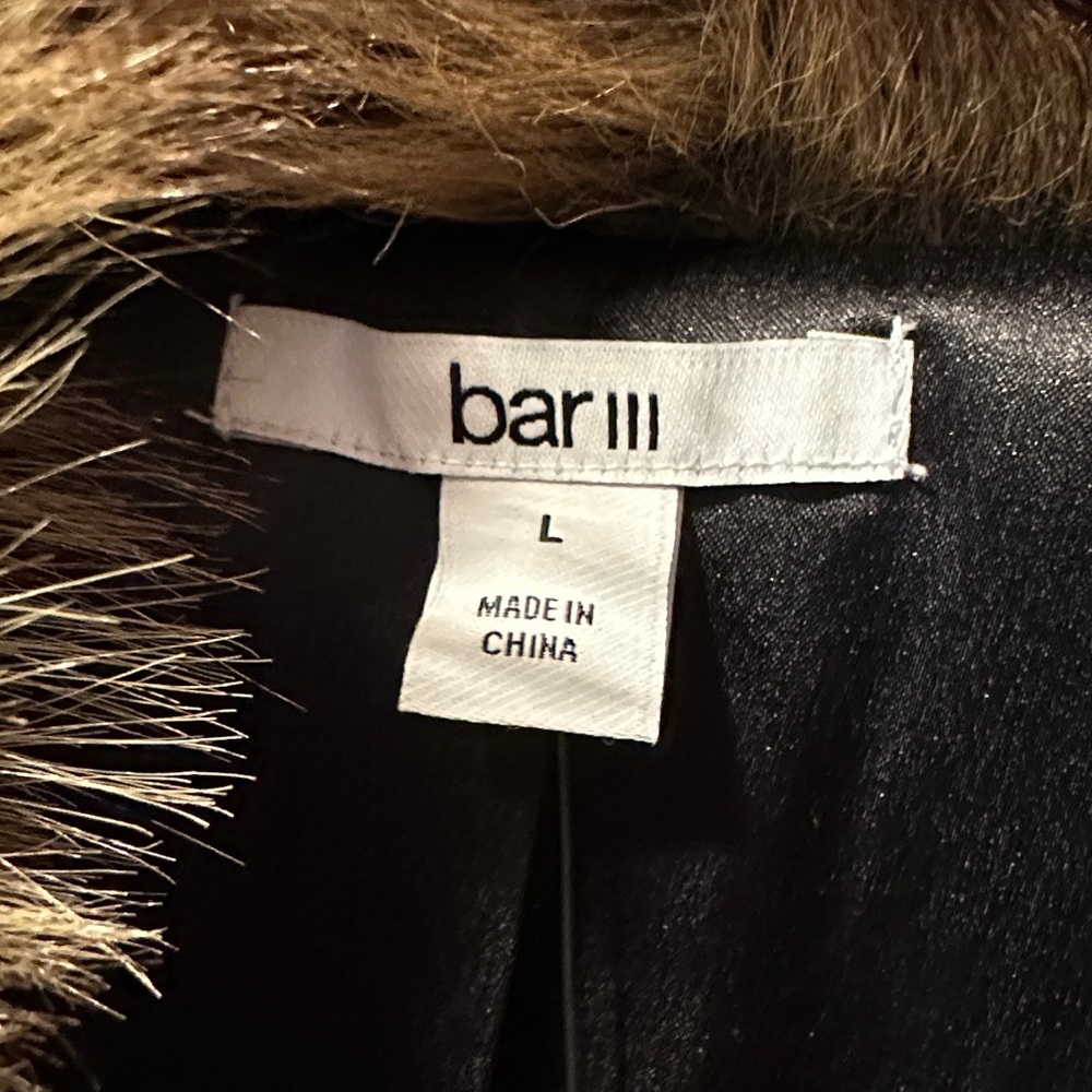 NWT Oversized Faux Fur Coat sz Large Brown Strip - Picture 3 of 11